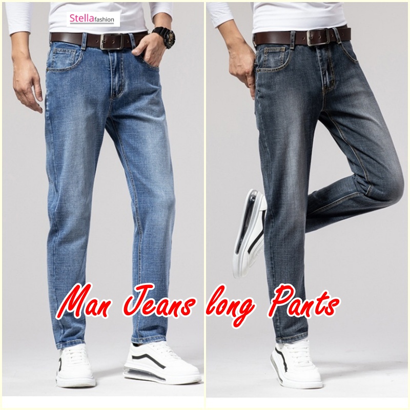 Male Youth Middle-Aged Jeans Men's Autumn and Winter Thick Elastic ...